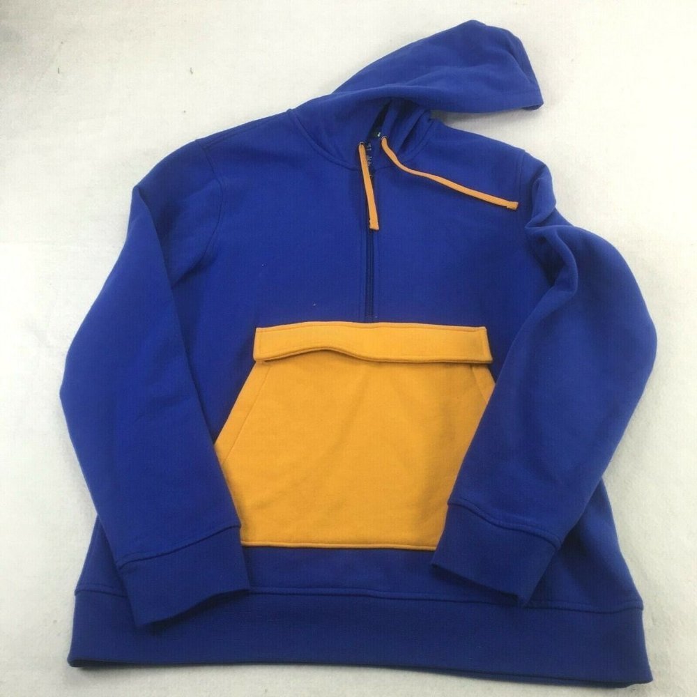 Tek Gear Mens Sweater Blue Yellow Medium‎ Ultra Soft Fleece Hoodie Sweatshirt